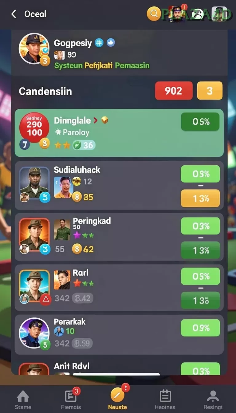 Cuplikan layar FUNGAME777 — menu navigasi
